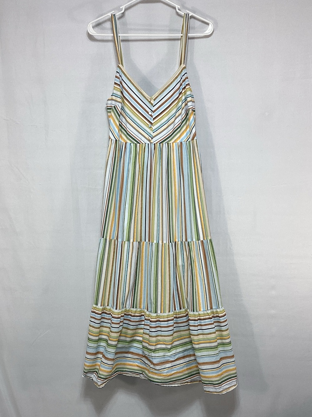 LC Lauren Conrad Large Striped Dress in White, Blue, Green & Yellow